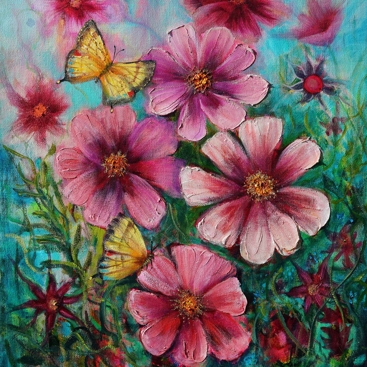 Cosmos Glow | Original Oil Mixed Media Painting