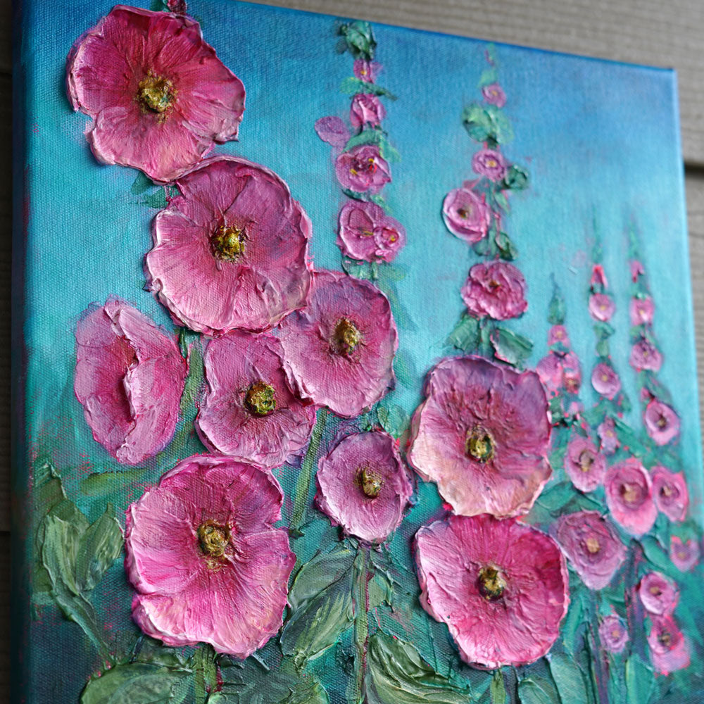 "Hollyhocks" - Original Oil Painting