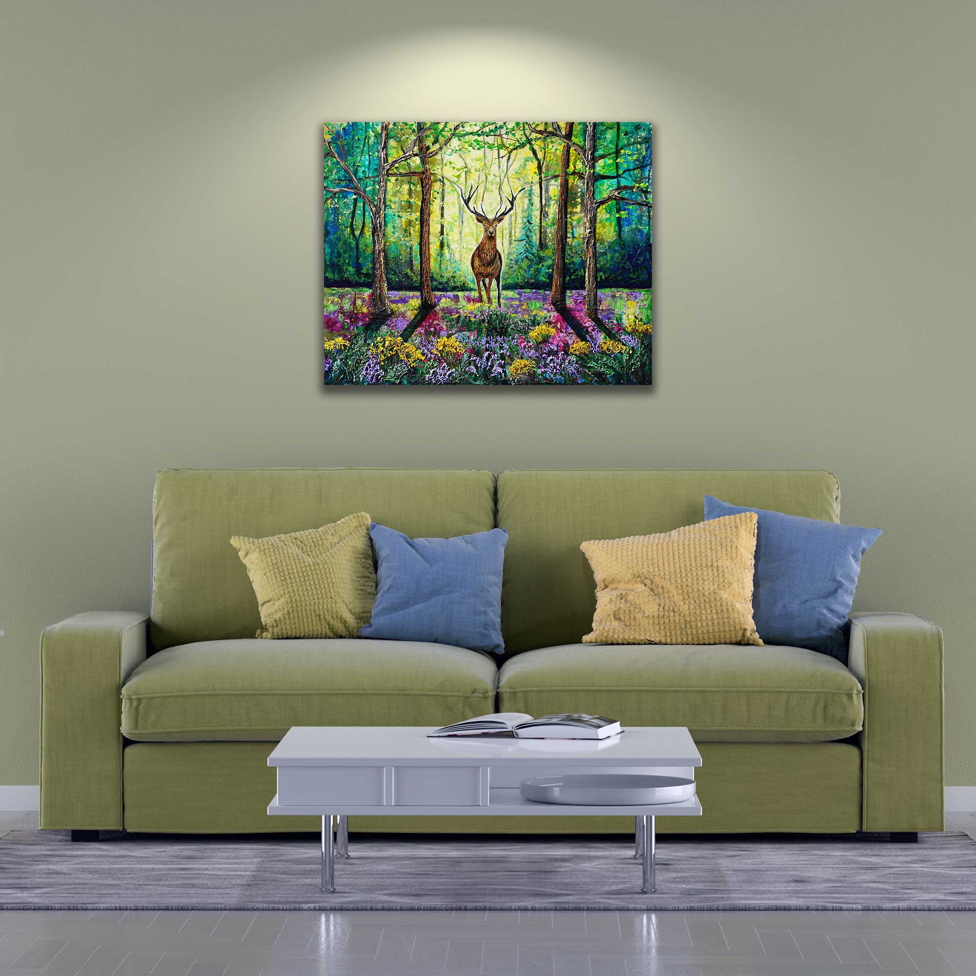 Forest Majesty – Original Acrylic Stag Painting on Canvas (30x24")