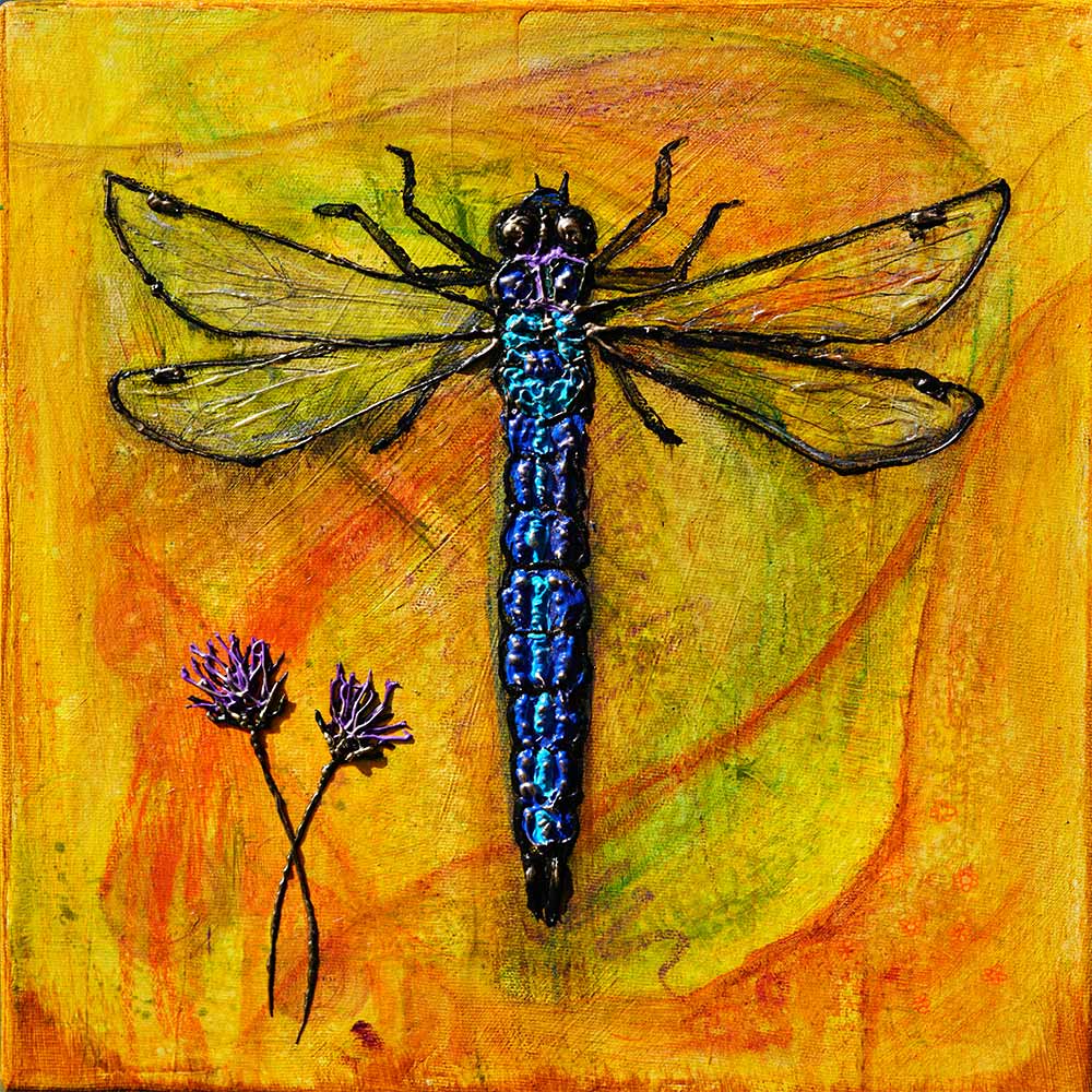 "Azure Wings" - Original Painting - Dragonfly