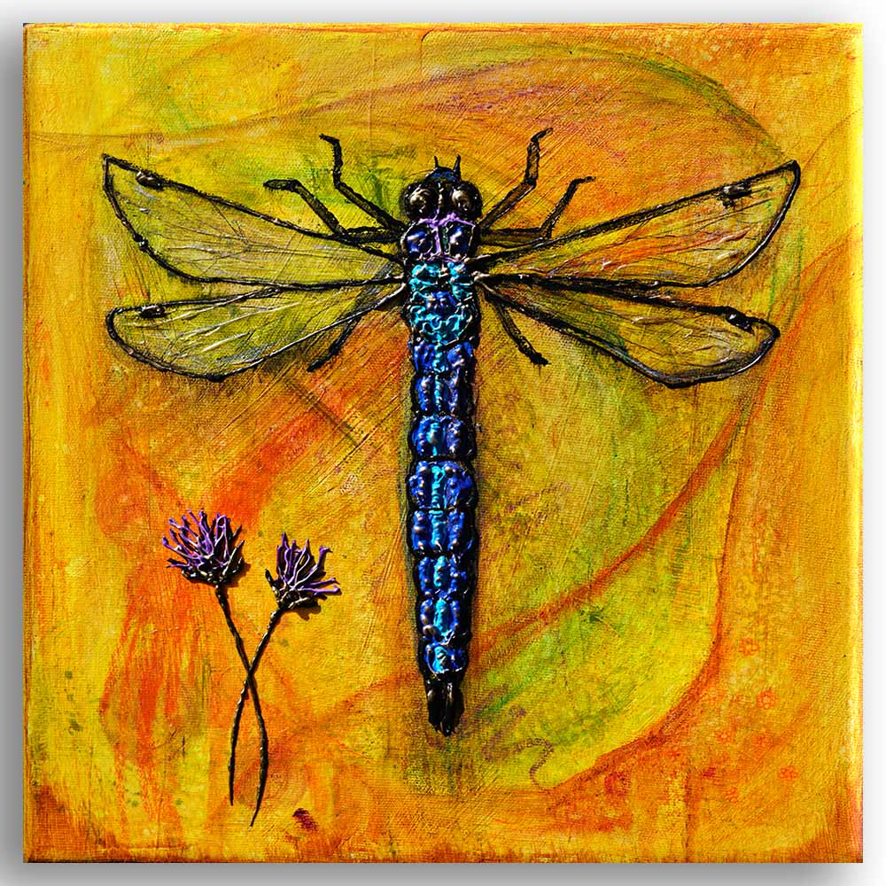 "Azure Wings" - Original Painting - Dragonfly