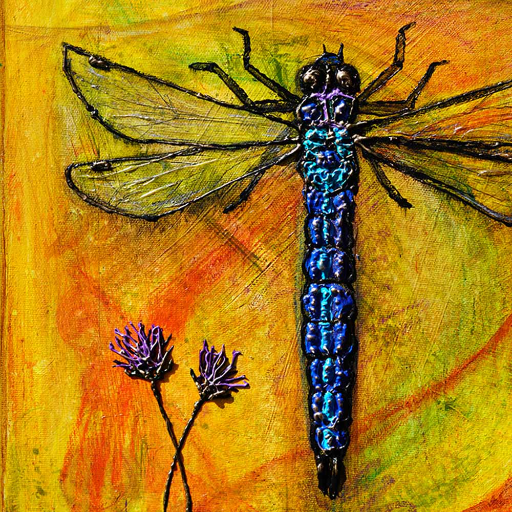 "Azure Wings" - Original Painting - Dragonfly