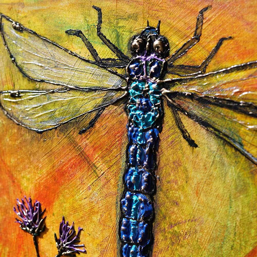 "Azure Wings" - Original Painting - Dragonfly