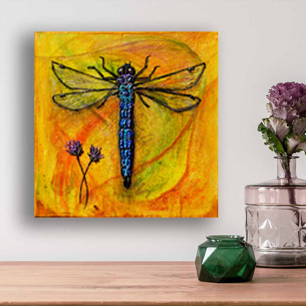 "Azure Wings" - Original Painting - Dragonfly