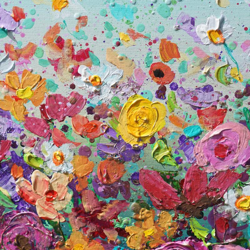 Bloom of Flowers canvas detail - Rich impasto technique