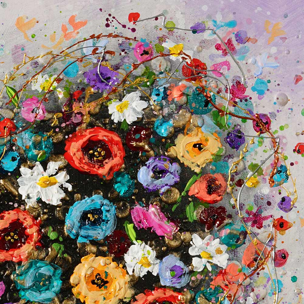 Blooming Gratitude: Vibrant Floral Heart Painting