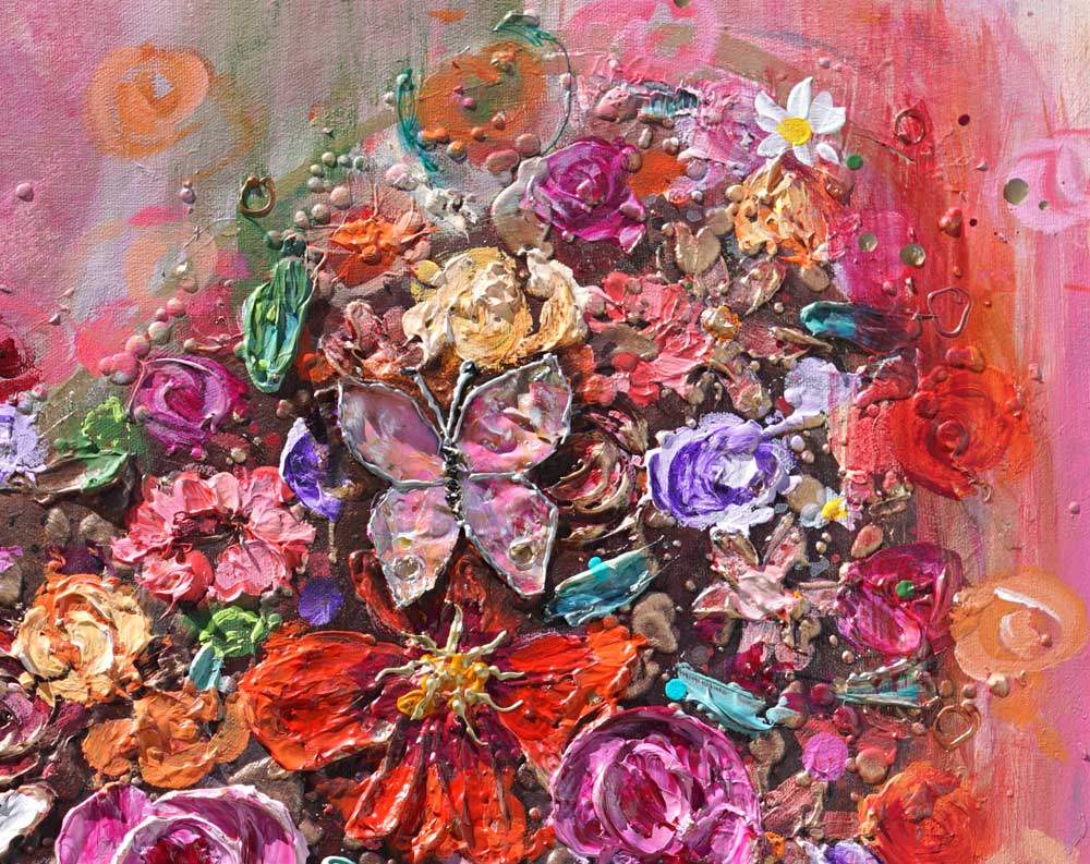 Butterfly Textured Heart Painting
