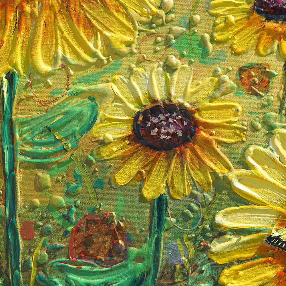 Dancing Swallowtails Amanda Dagg's brushwork of sunflowers.