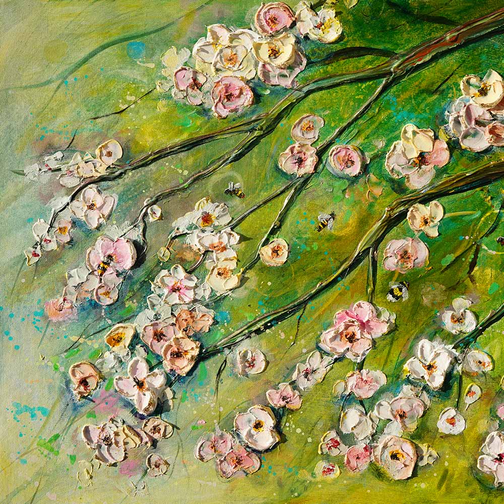 Detailed view of cherry blossom petals