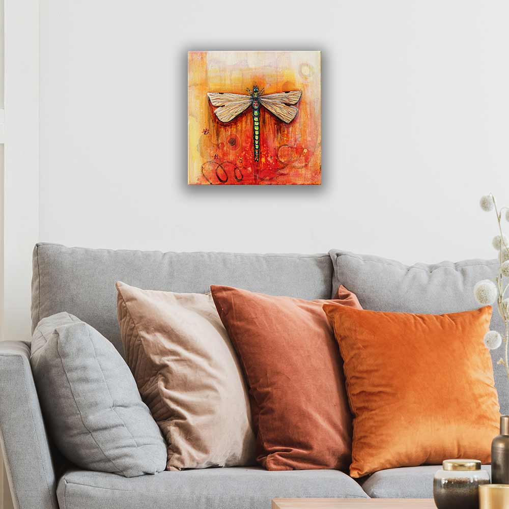 Dragonfly Original Painting in living room