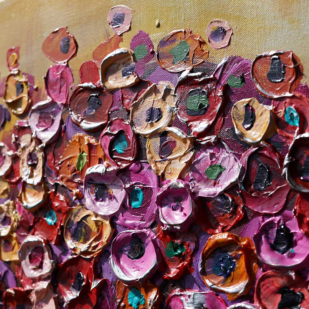 flowers heart "Heart's Garden" - Original Painting close up
