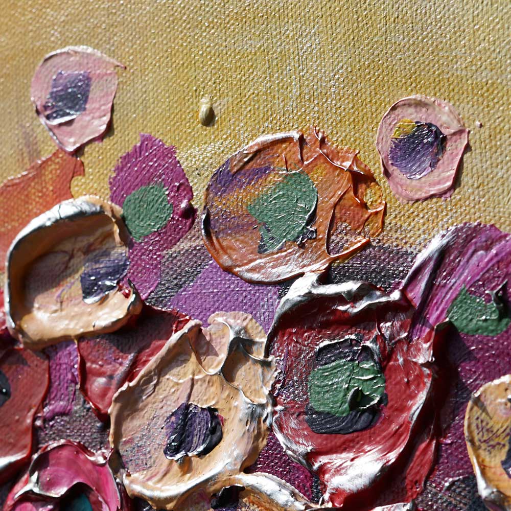 flowers heart "Heart's Garden" - Original Painting - detail