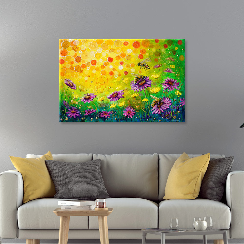 Floral bee artwork enhancing space"