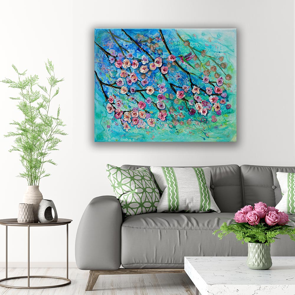 Hummingbird Blossom Dance in living room