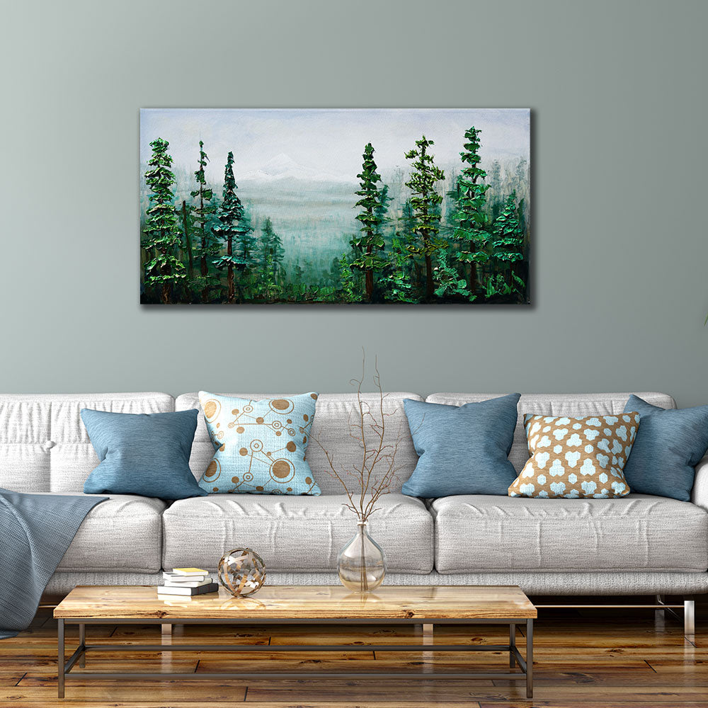 Misty Wilderness above sofa