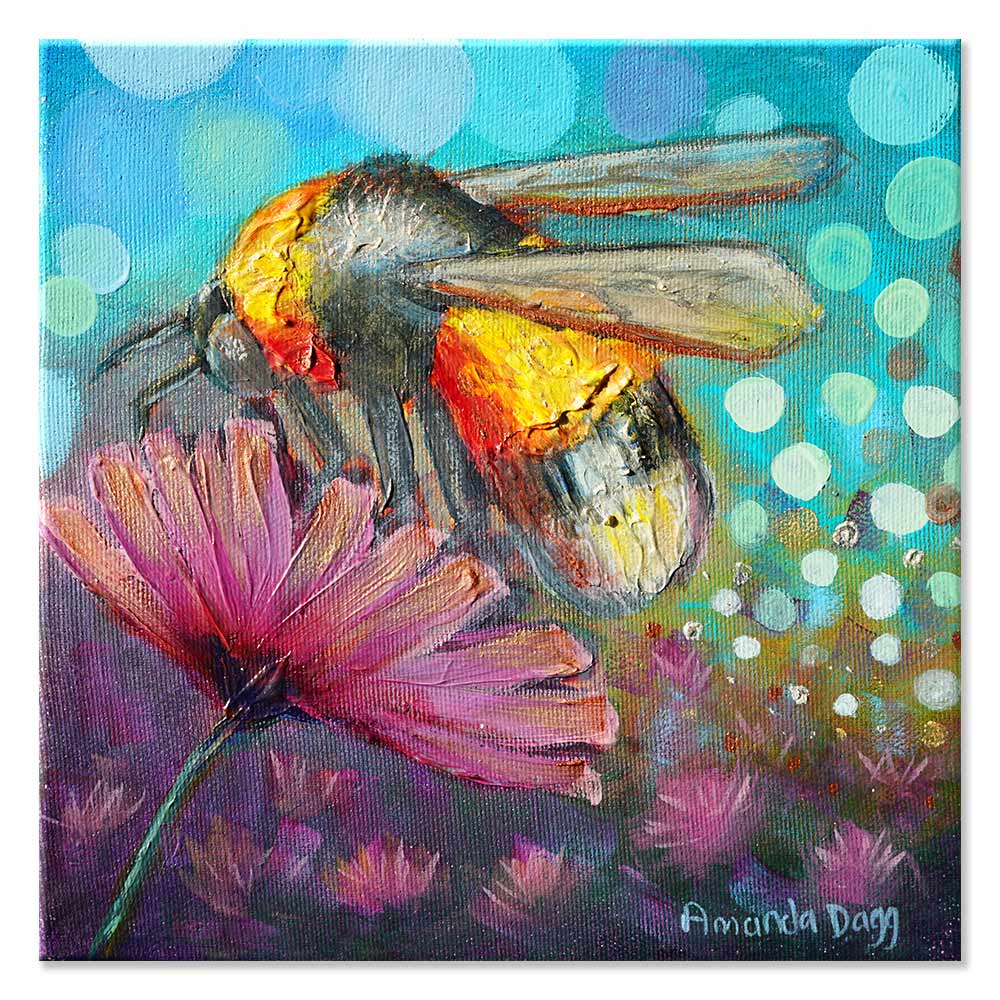 Moonlit Bee Original Oil Painting