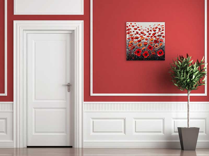 Poppy Wish: Red poppies on grey