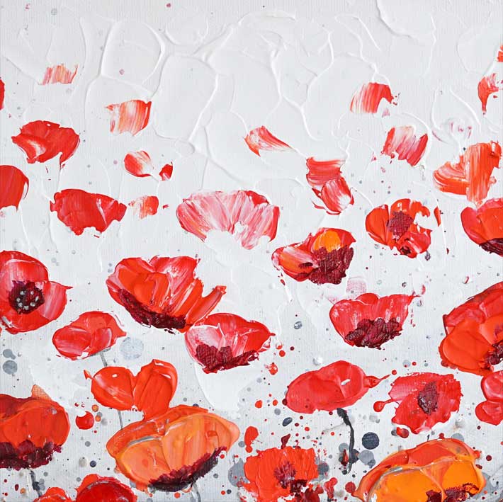 Poppy texture in grey painting