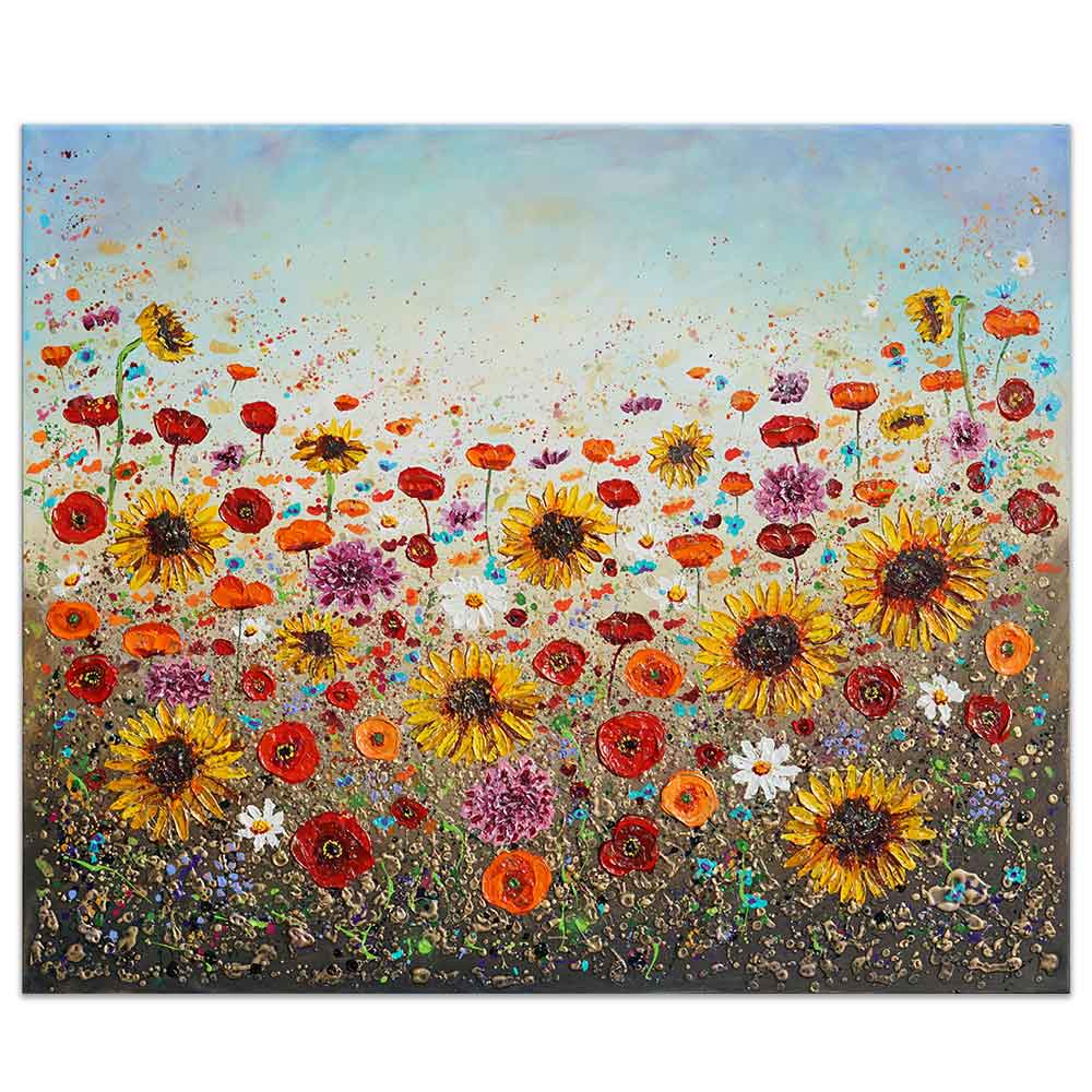 Song of Wildflowers: Large textured painting