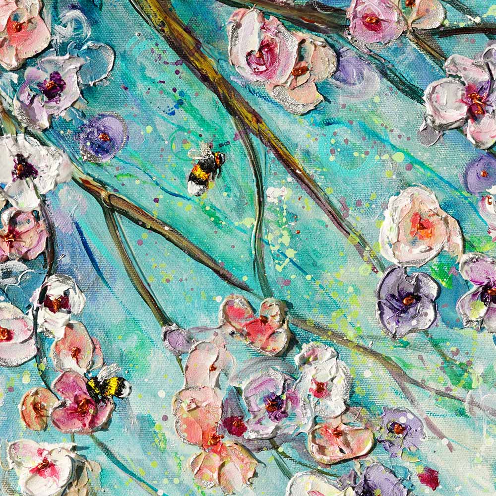 Spring Wish Cherry Blossom with bees Painting by Amanda Dagg