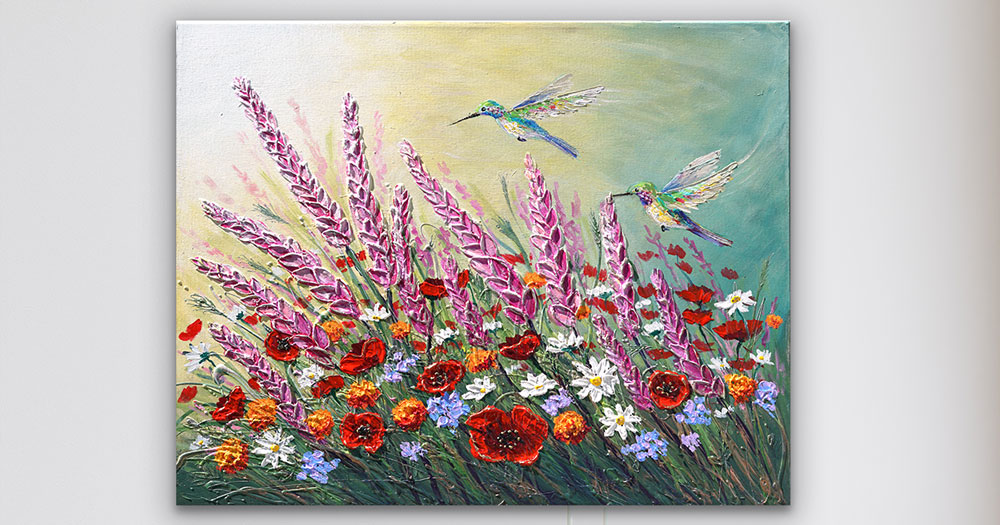 Summer Joy: Flowers with hummingbirds