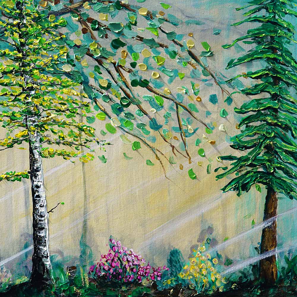 Sunbeams in the Forest close up