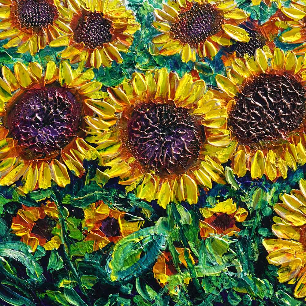 Thick impasto sunflower petal detail
