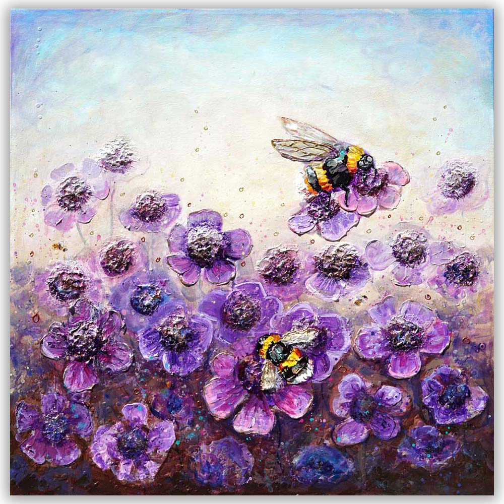 Bumblebees among wildflowers painting