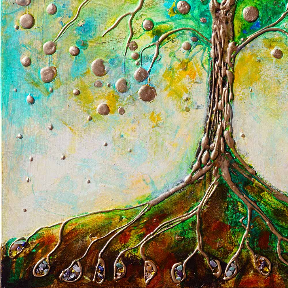 Transformation original painting tree roots