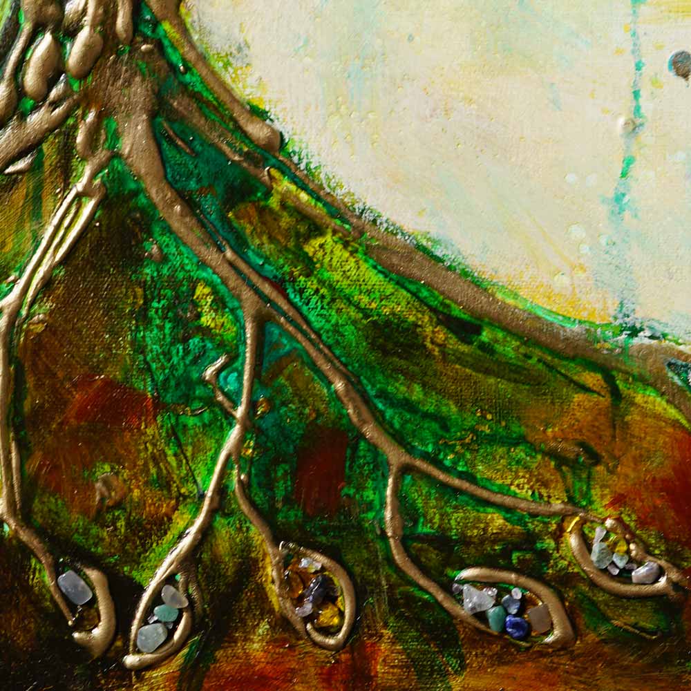 Transformation original painting crystals close up