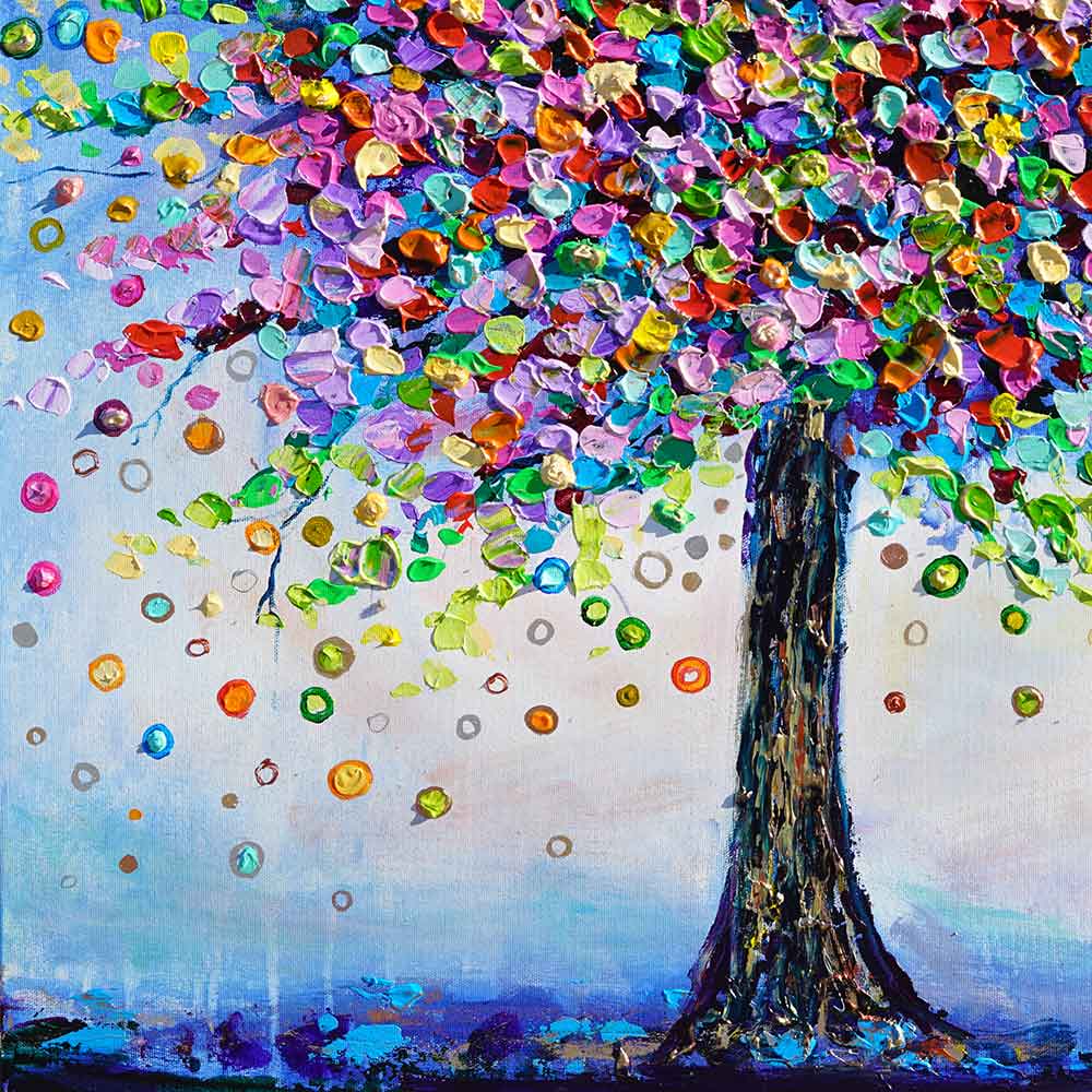 Intricate branch detail in tree painting