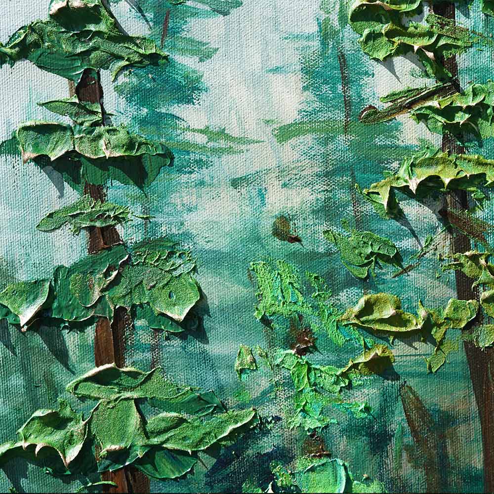 Forest Painting Misty Wilderness textured