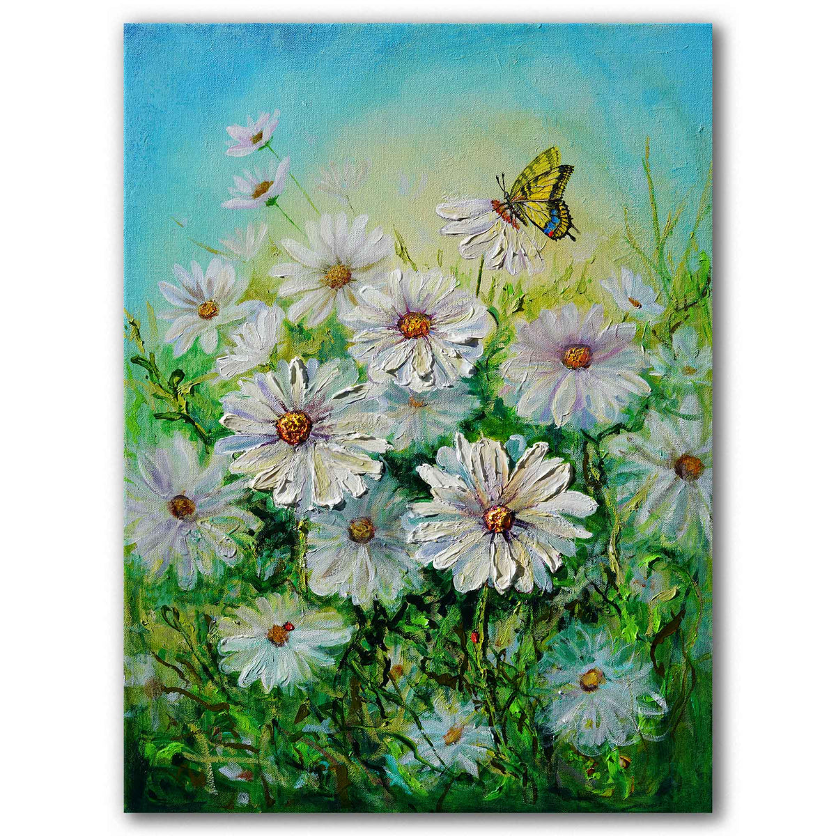 Daisy Dance original daisy and butterfly painting by Amanda Dagg