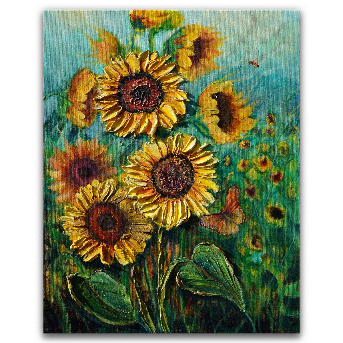 Okanagan Sunflowers original textured sunflower painting by Amanda Dagg