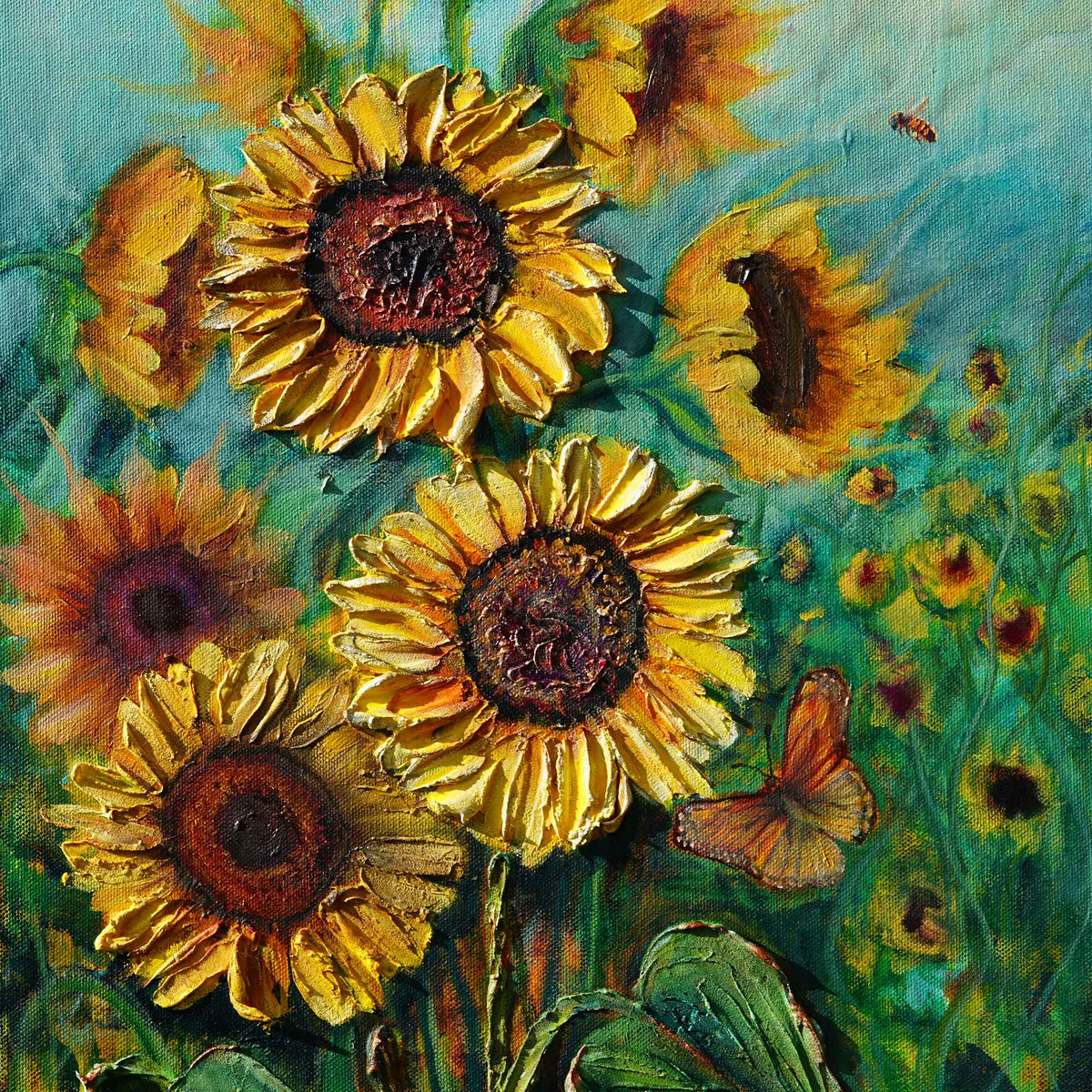 Okanagan Sunflowers | Original Oil Mixed Media Painting
