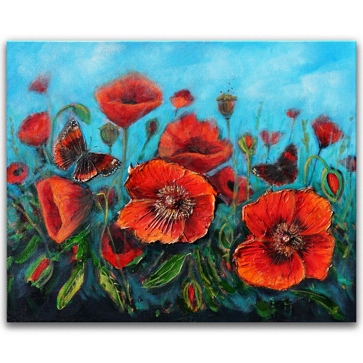 Scarlet Poppies original red poppy painting by Amanda Dagg