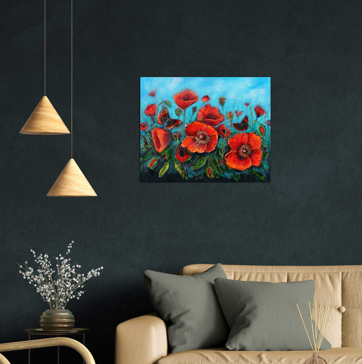 Scarlet Poppies | Original Oil Mixed Media Painting