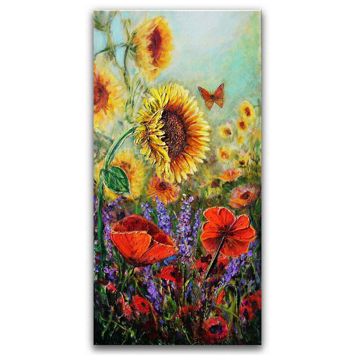 Wild Abundance original panoramic wildflower garden painting by Amanda Dagg