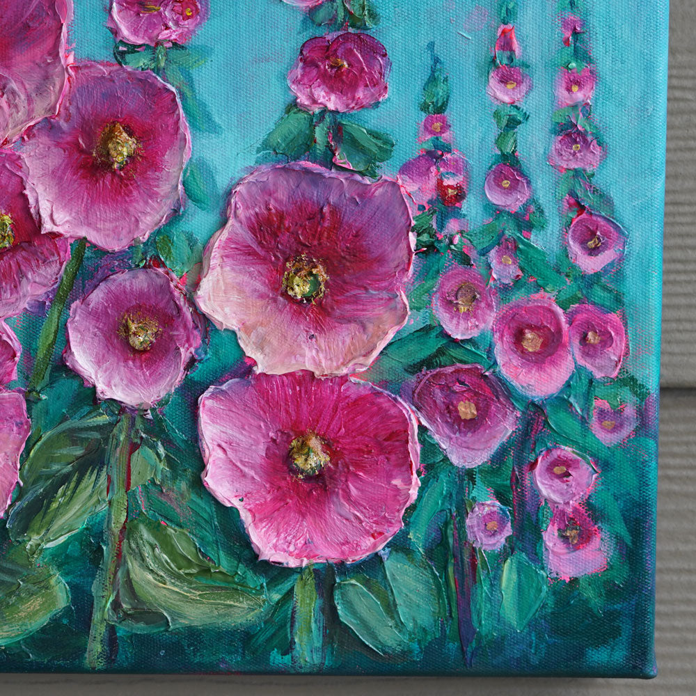 "Hollyhocks" - Original Oil Painting