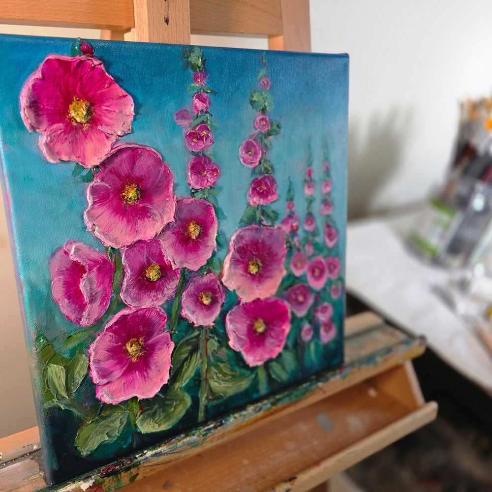 "Hollyhocks" - Original Oil Painting