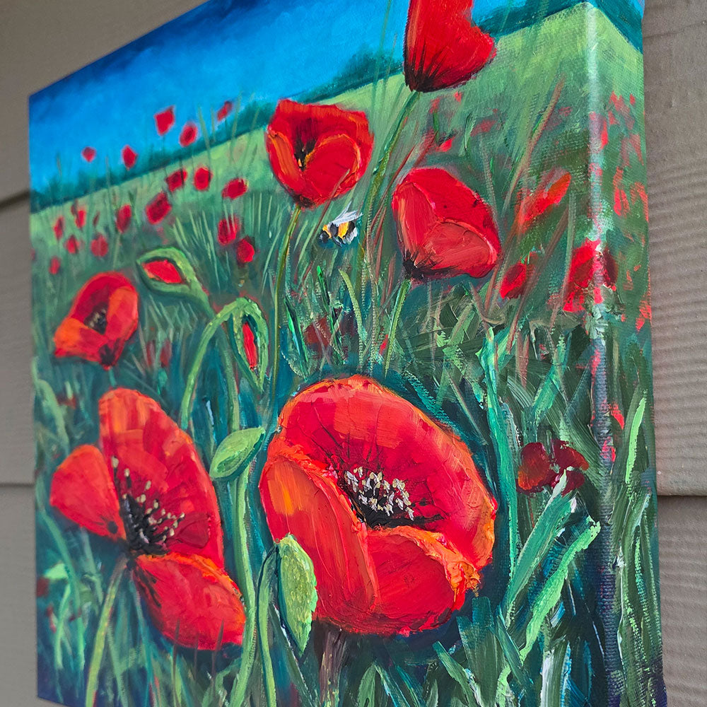 "Poppies & Bee" - Original Oil Painting  🔴 SOLD