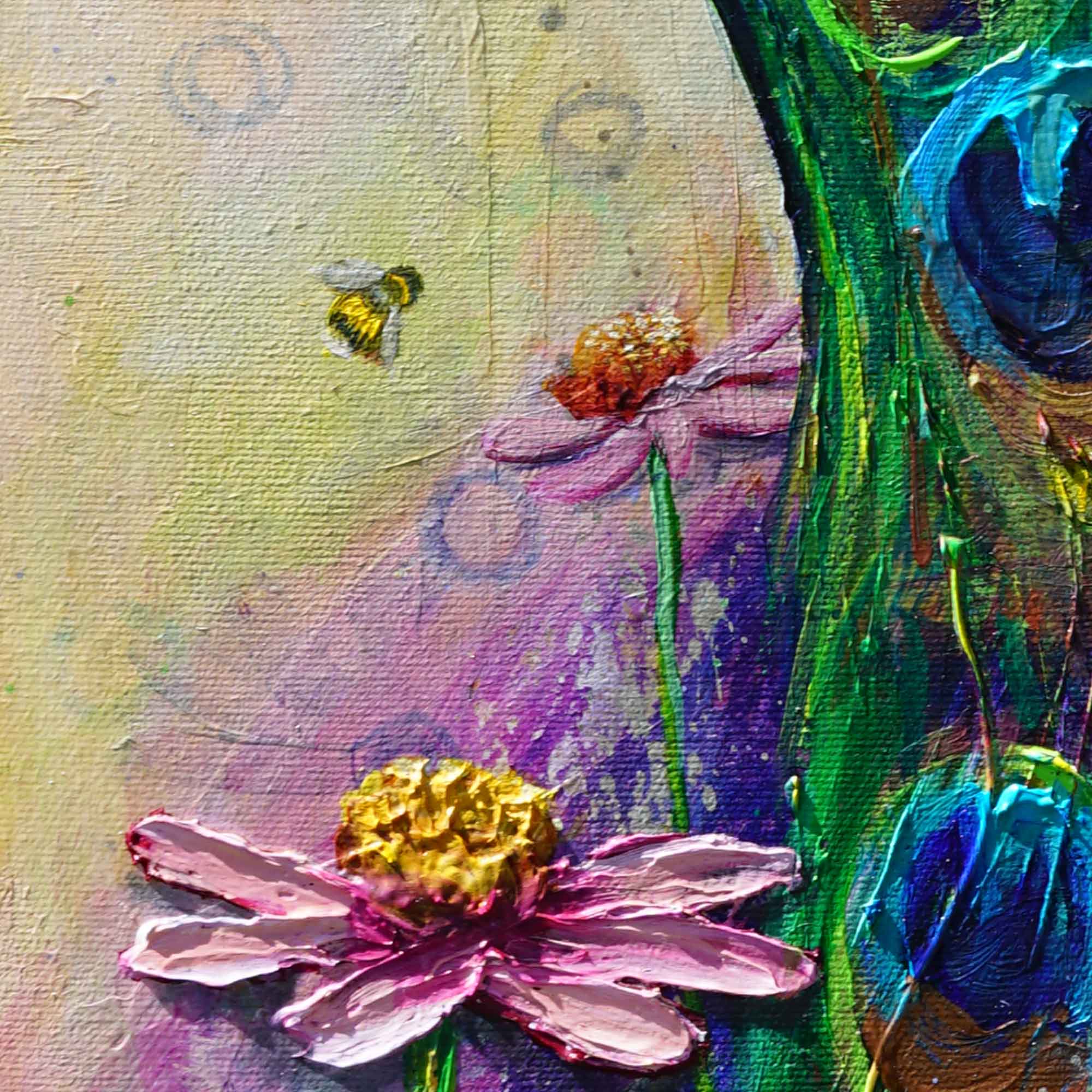 “Peacock’s Secret Garden” - Original Oil mixed media Painting