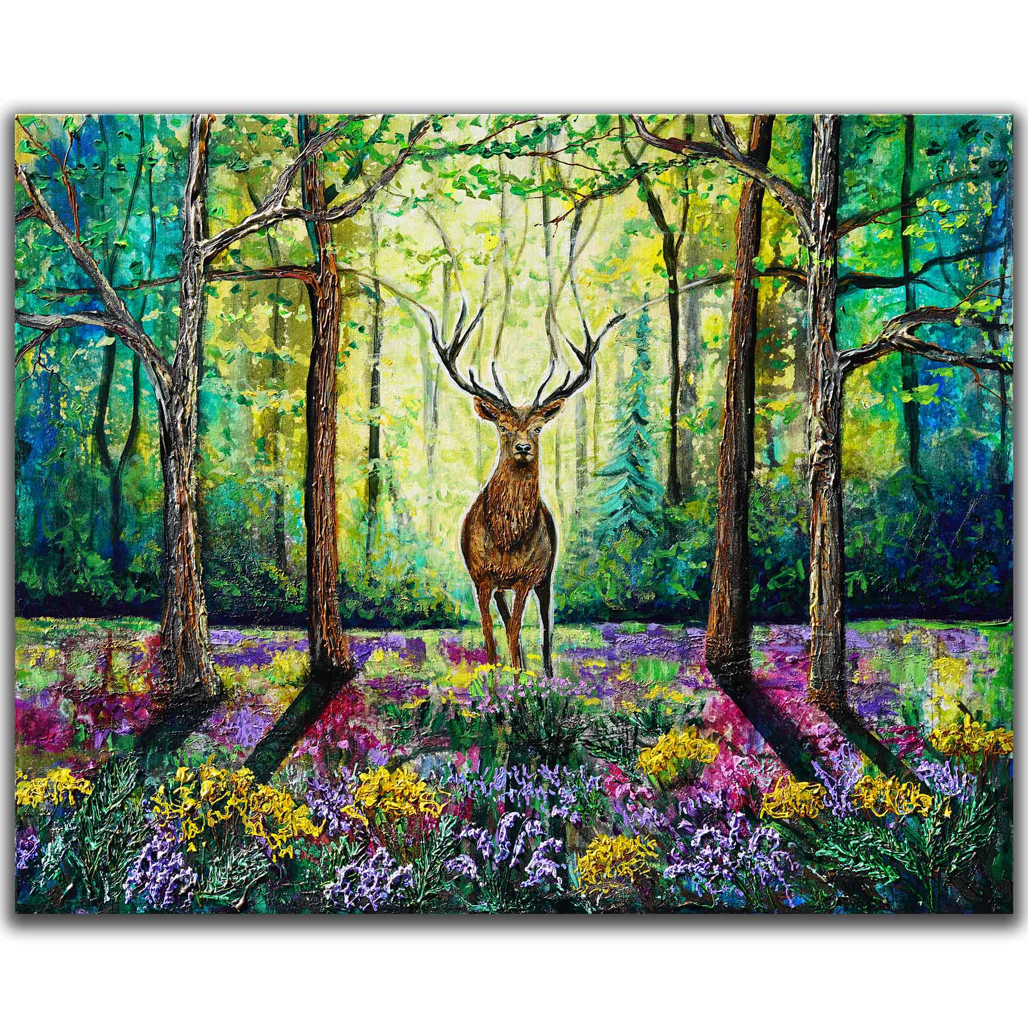 Forest Majesty – Original Acrylic Stag Painting on Canvas (30x24")