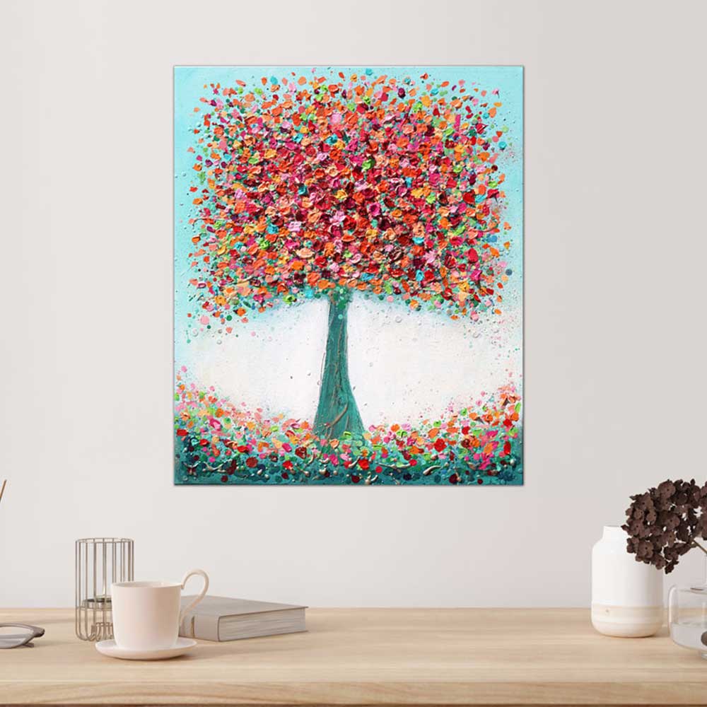 Beautiful Blossom by Amanda Dagg in dining room setting - Vibrant nature-inspired artwork enhancing interior decor