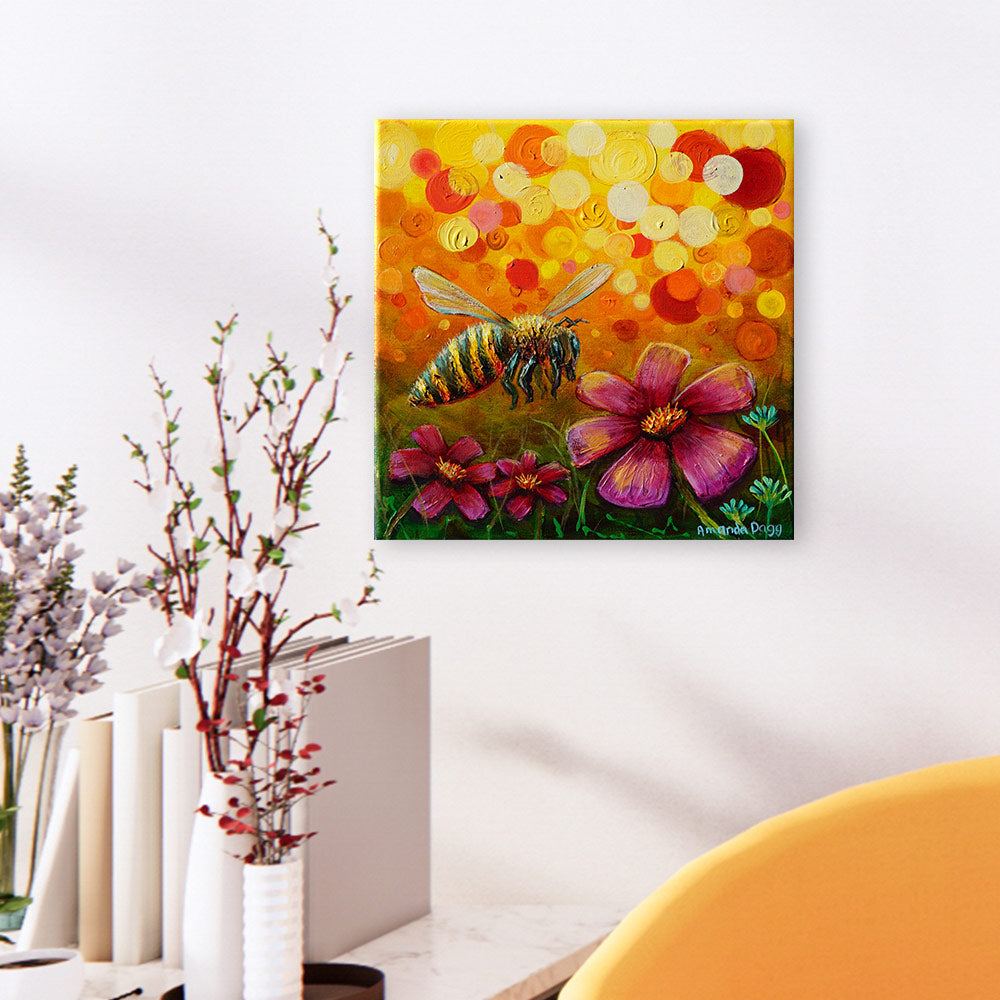 Blooming Waltz oil painting in office setting - Bringing nature's vibrancy indoors