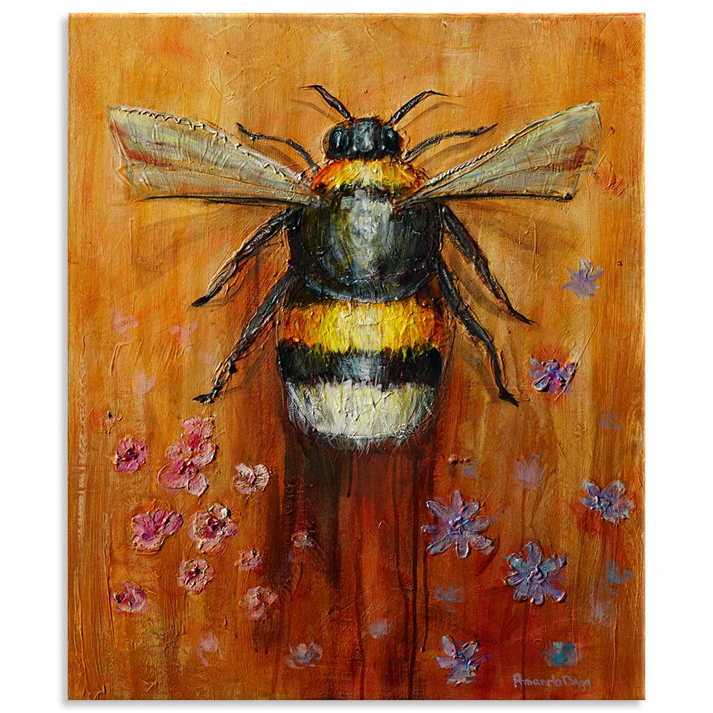 Blossom and Buzz - Striking bumblebee painting from Amanda Dagg's bee series