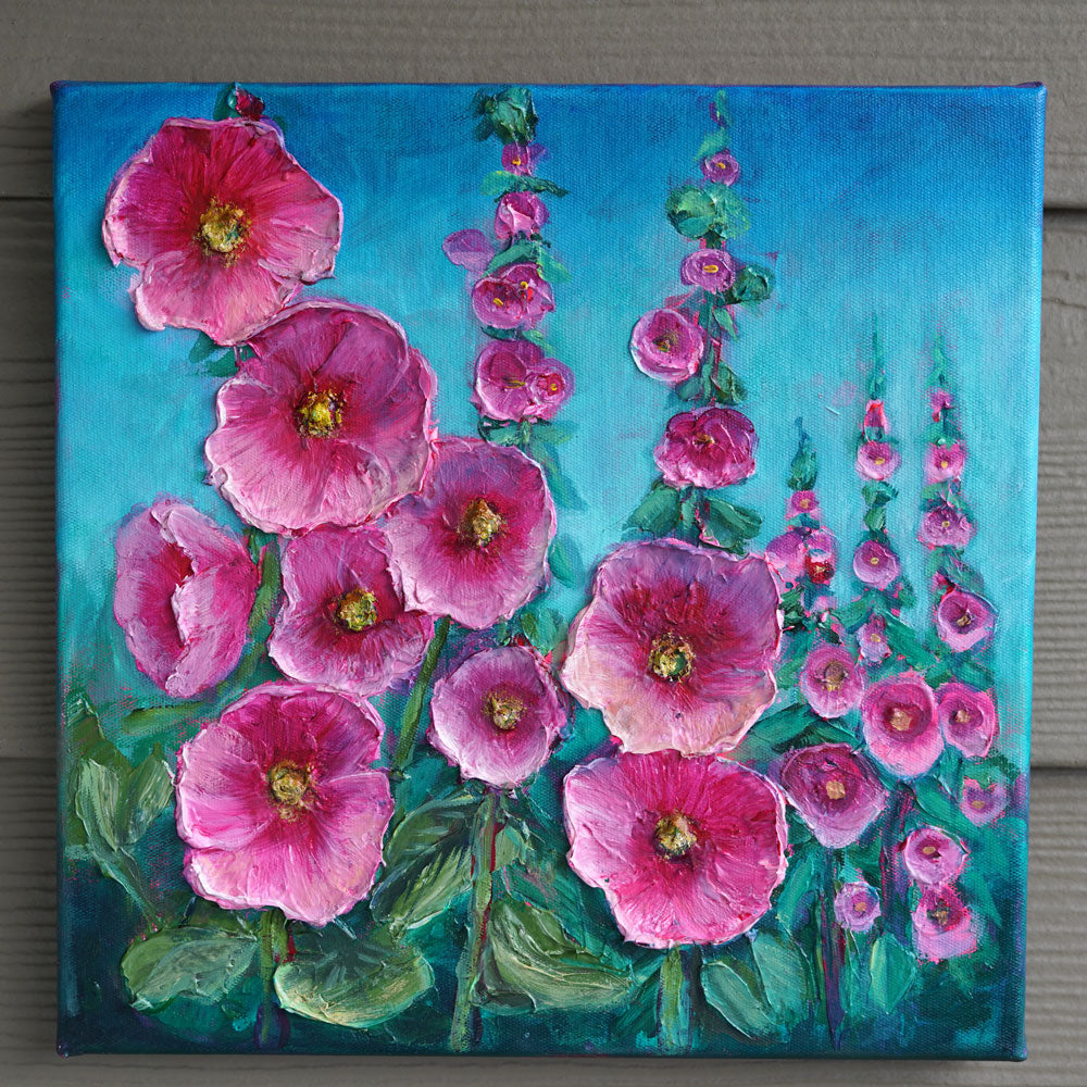 "Hollyhocks" - Original Oil Painting
