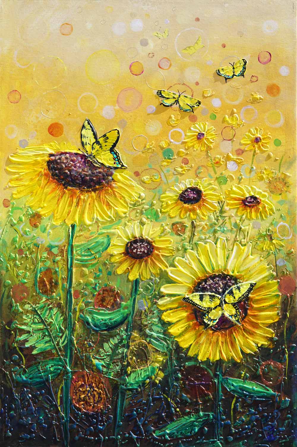 Dancing Swallowtails among Sunflowers painting