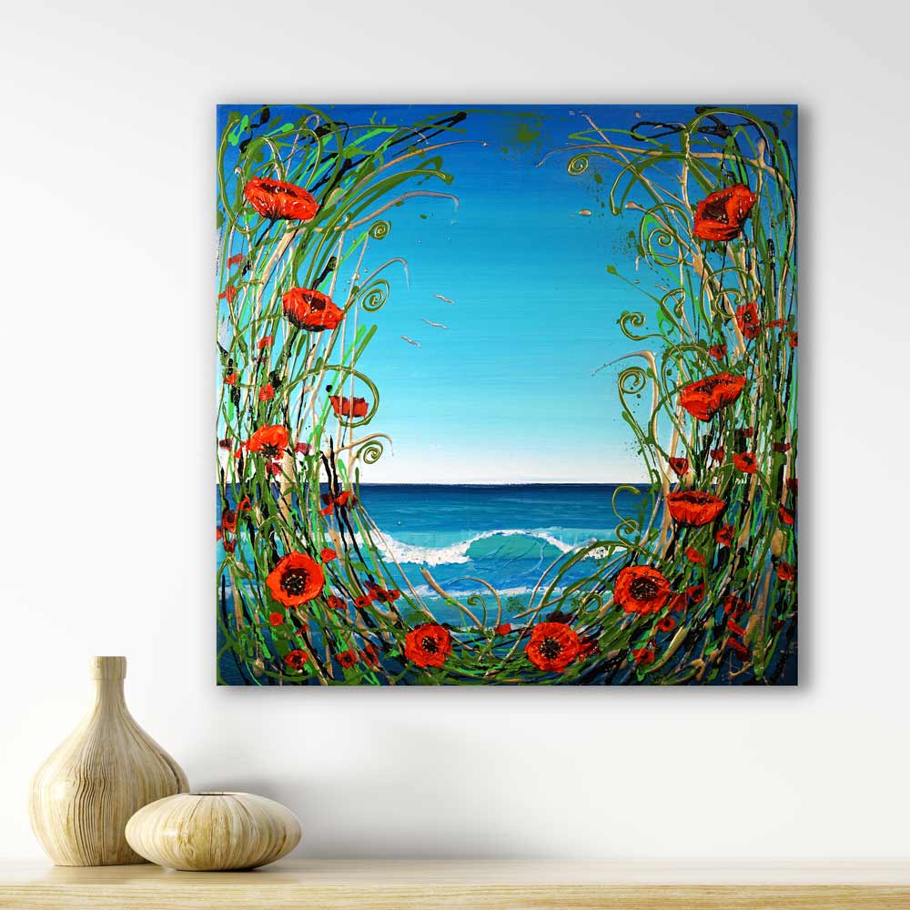 Seascape painting in living room