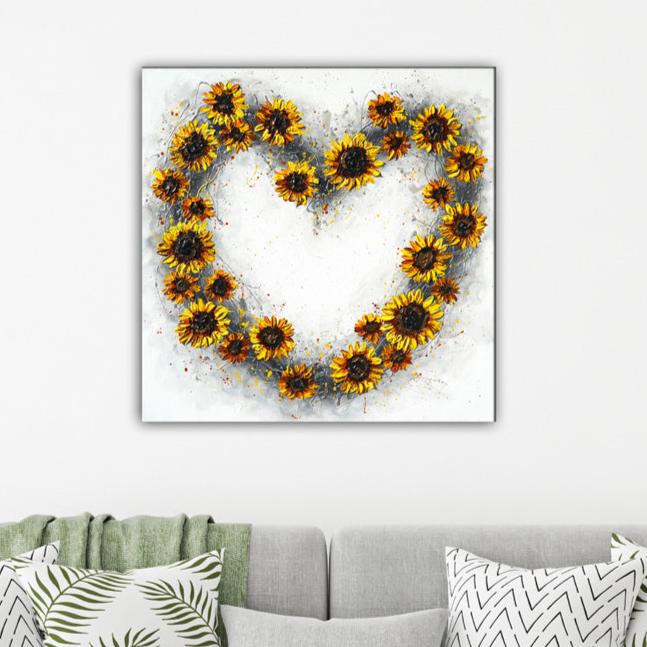 Heart of Happiness painting hanging